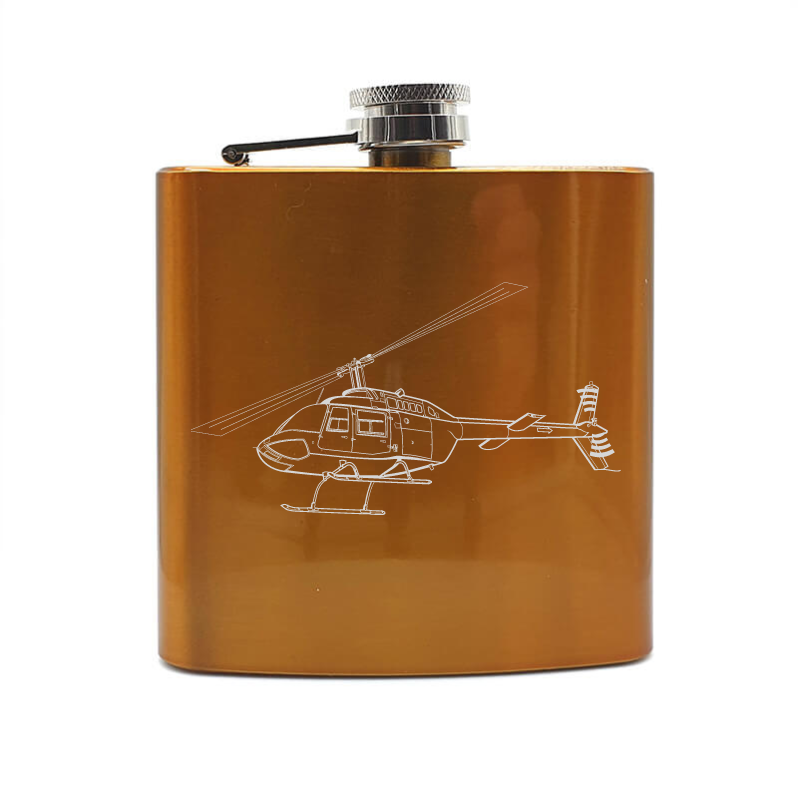 Bell Jet Ranger Helicopter hip flask – digital engraving mockup / engraving preview