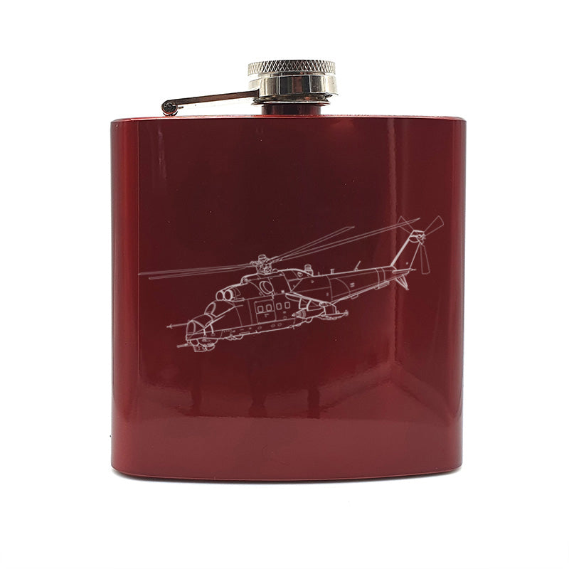 Mi24 hind helicopter hip flask – digital engraving mockup / engraving preview