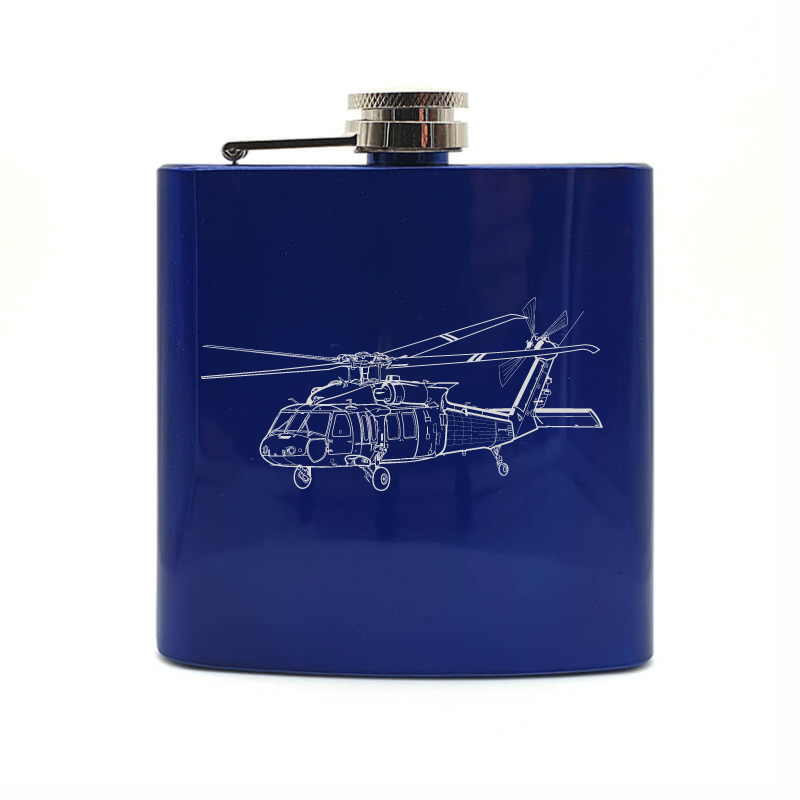 Blackhawk helicopter hip flask – digital engraving mockup / engraving preview