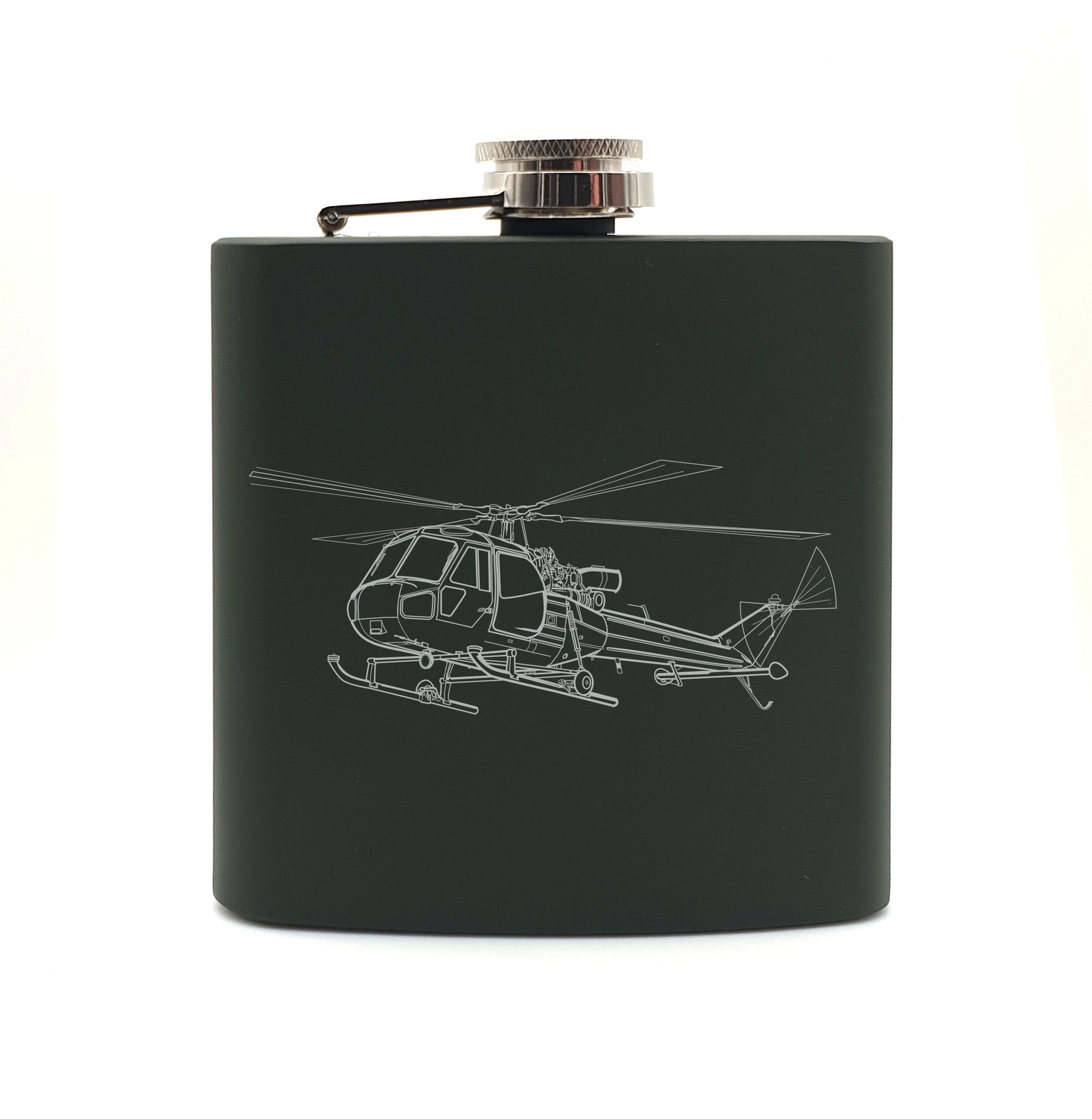 westland scout helicopter hip flask – digital engraving mockup / engraving preview