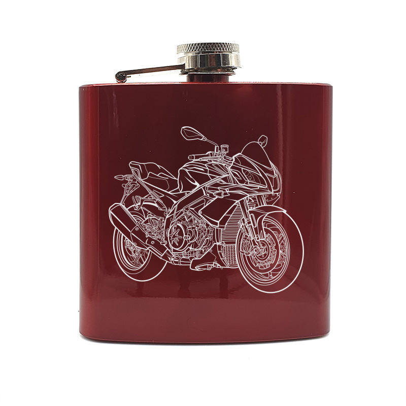 tuono 1100 motorcycle hip flask – digital engraving mockup / engraving preview