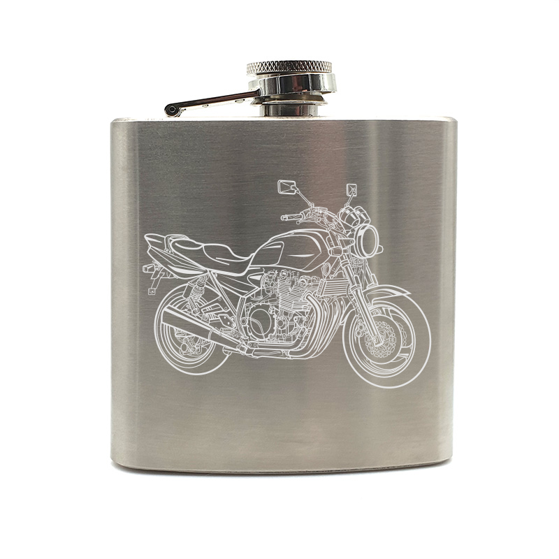 XJR1300 motorcycle hip flask – digital engraving mockup / engraving preview