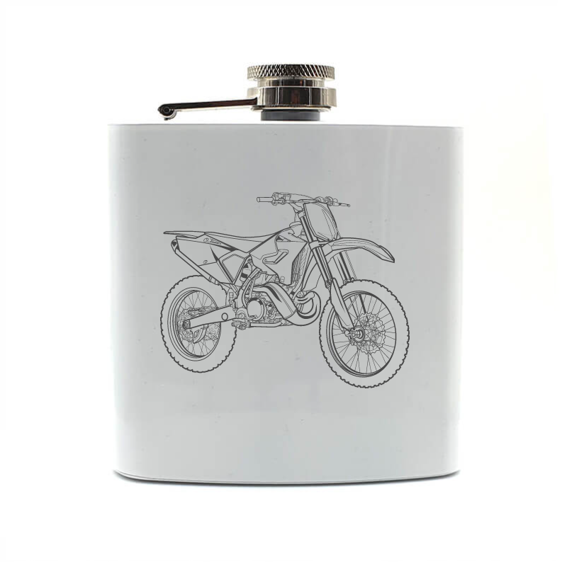 YZ250 motocross bike hip flask – digital engraving mockup / engraving preview