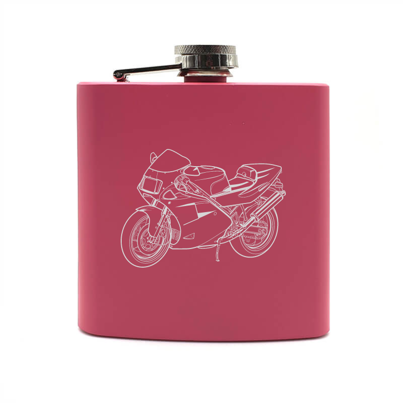 Duc 888 motorcycle hip flask – digital engraving mockup / engraving preview
