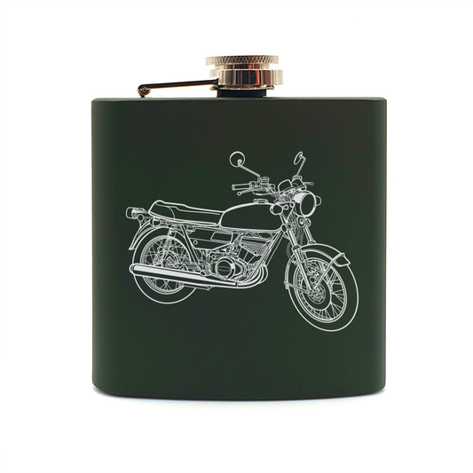 GT250 Motorcycle hip flask – digital engraving mockup / engraving preview