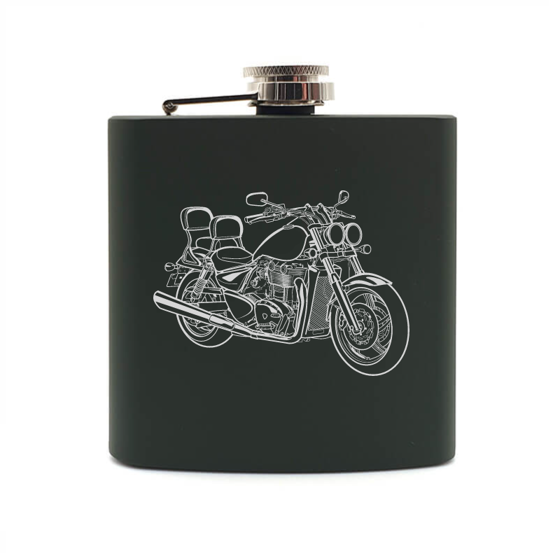 thunderbird motorcycle hip flask – digital engraving mockup / engraving preview