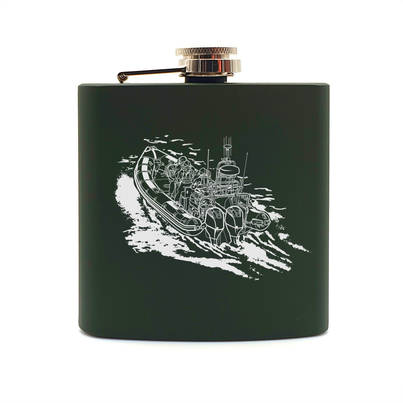 inshore lifeboat hip flask – digital engraving mockup / engraving preview
