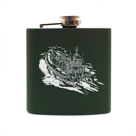 inshore lifeboat hip flask – digital engraving mockup / engraving preview