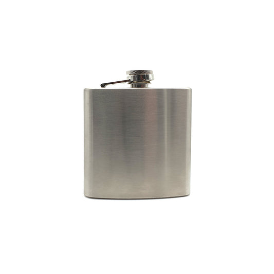 3oz Stainless steel hip flask on a white background