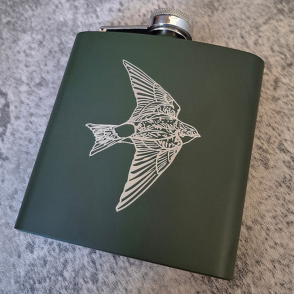 House Martin Bird Hip Flask
