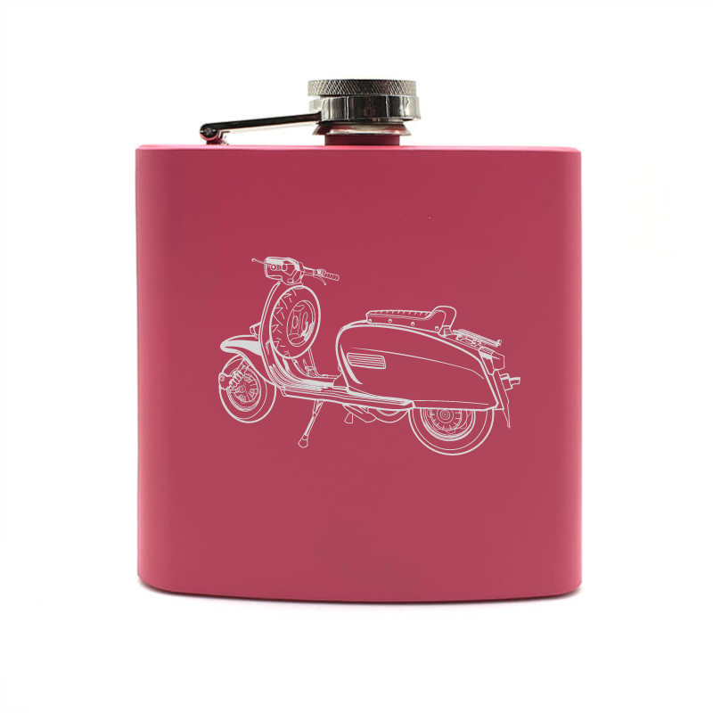 lambretta scooter hip flask – digital engraving mockup / engraving preview