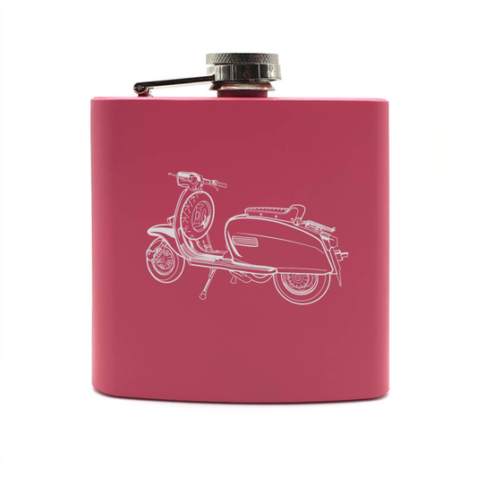 lambretta scooter hip flask – digital engraving mockup / engraving preview