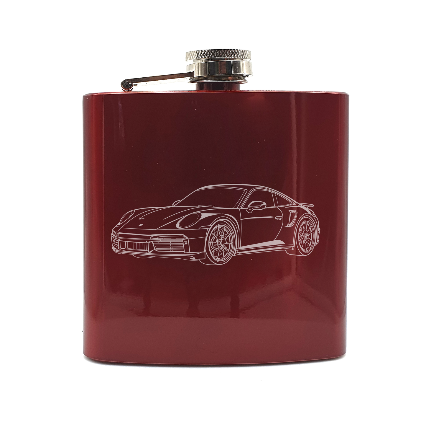911 sports car hip flask – digital engraving mockup / engraving preview