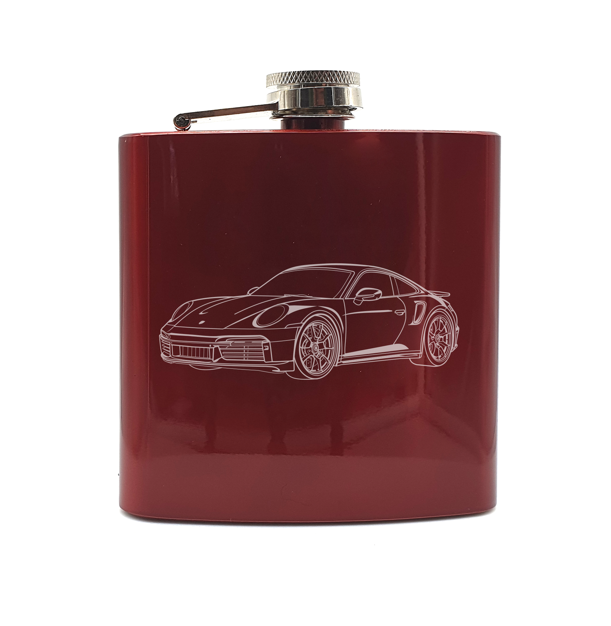 911 sports car hip flask – digital engraving mockup / engraving preview