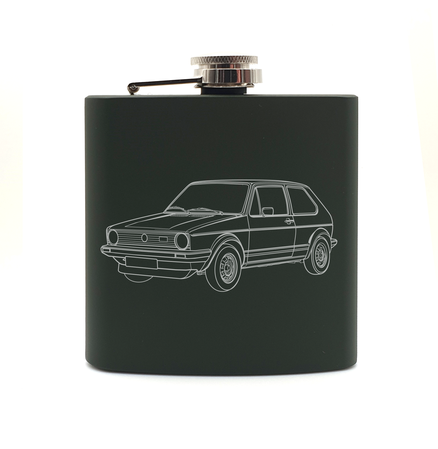 mk1 gti car hip flask – digital engraving mockup / engraving preview