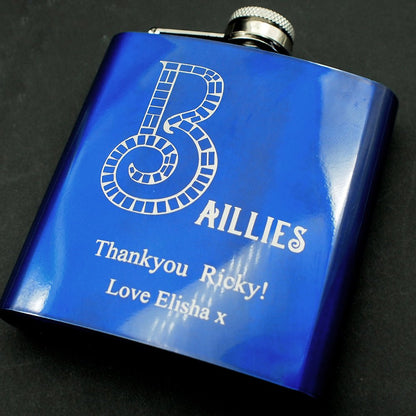 Personalised Blue 6oz Hip Flask | Giftware Engraved