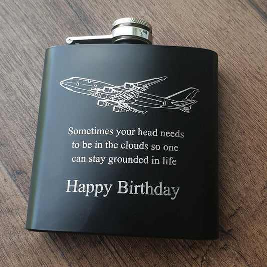 Boeing 747 Aircraft Steel Hip Flask | Giftware Engraved