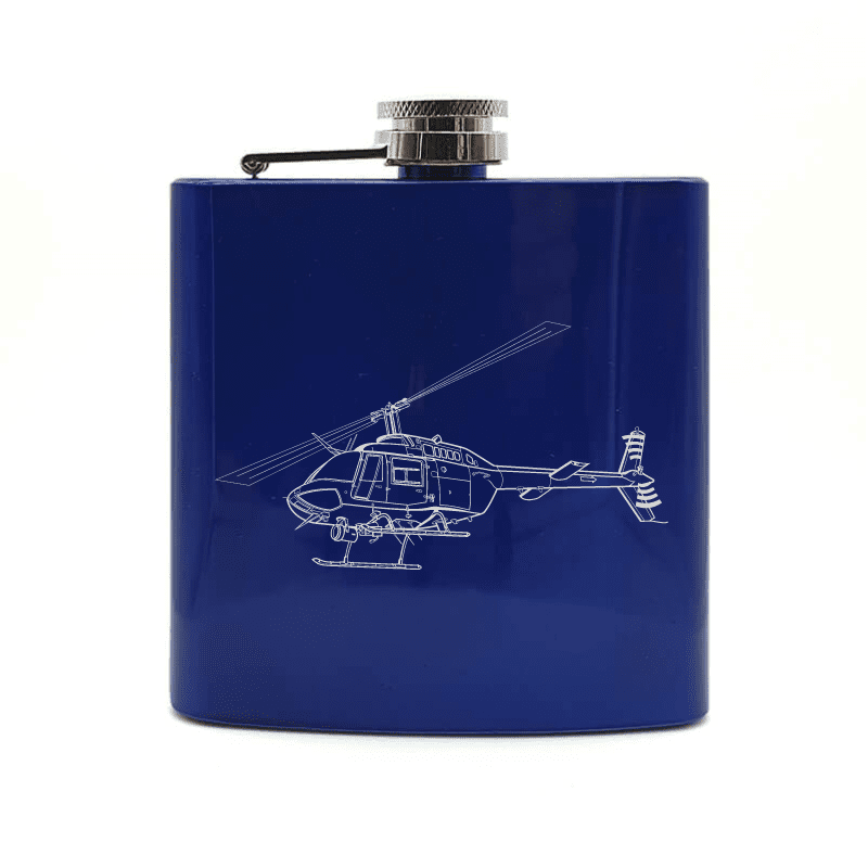 Bell 206 Jet Ranger Helicopter Steel Hip Flask | Giftware Engraved