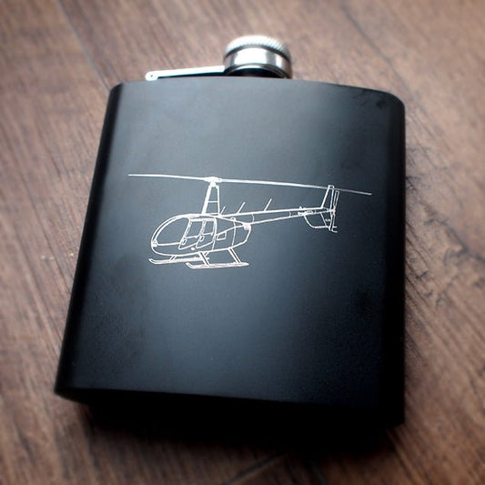 Robinson R44 Helicopter Steel Hip Flask | Giftware Engraved