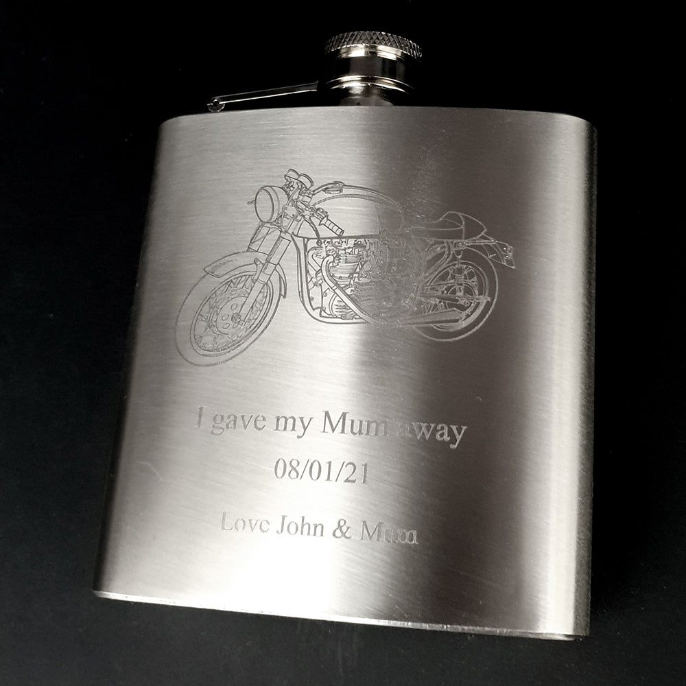 Personalised 6oz Steel Hip Flask | Giftware Engraved