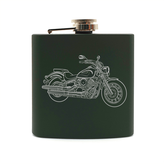 YAM V-Star 1100 Dragstar Motorcycle Steel Hip Flask | Giftware Engraved