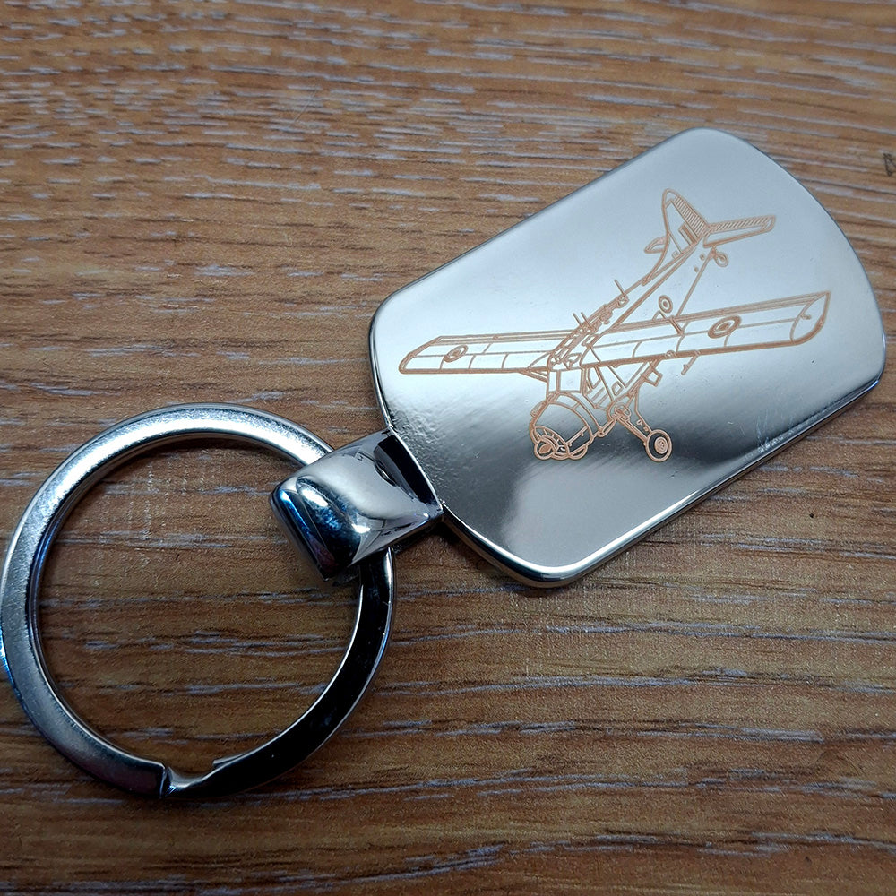 De Havilland beaver aircraft engraved on a dog tag shaped keyring