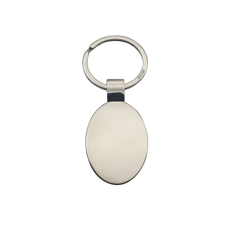 Oval Chrome Keyring on White Background