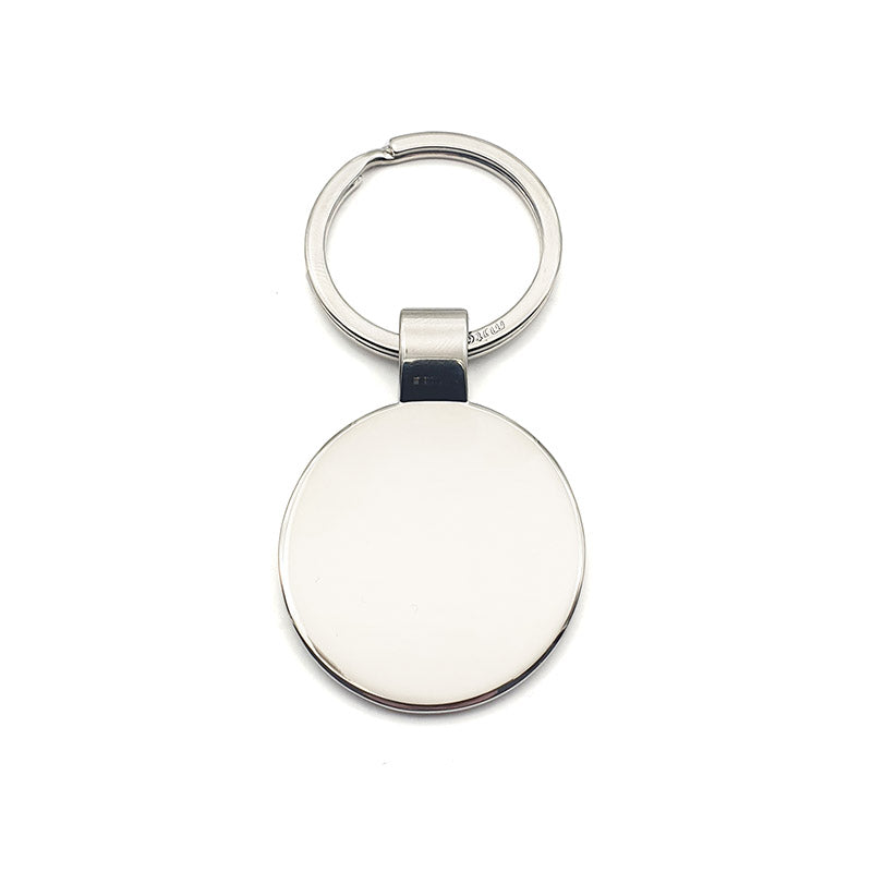 Round Chrome Keyring on White Background