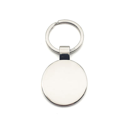 Round Chrome Keyring on White Background