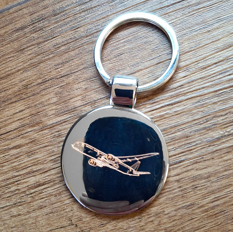 Boeing 777 Aircraft artwork engraved on round Keyring