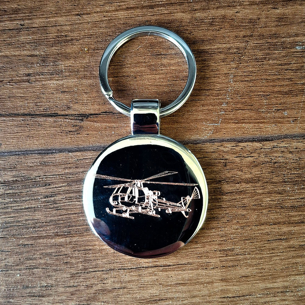 Westland Scout Helicopter artwork on round keychain