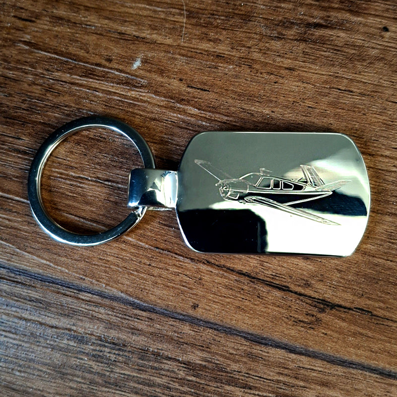 Beechcraft Bonanza Aircraft engraved on Dog Tag Keyring | Giftware Engraved