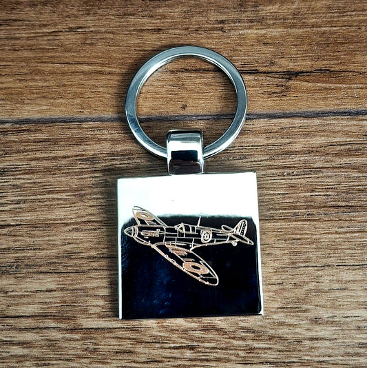 Spitfire Aircraft on Square Keyring | Giftware Engraved