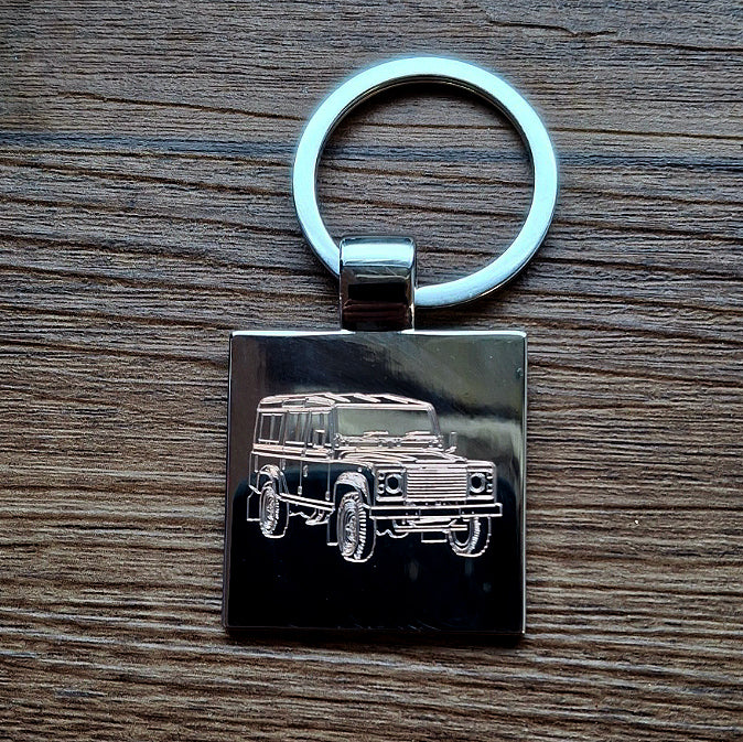 Off Road Truck Engraved on Square Keyring  | Giftware Engraved