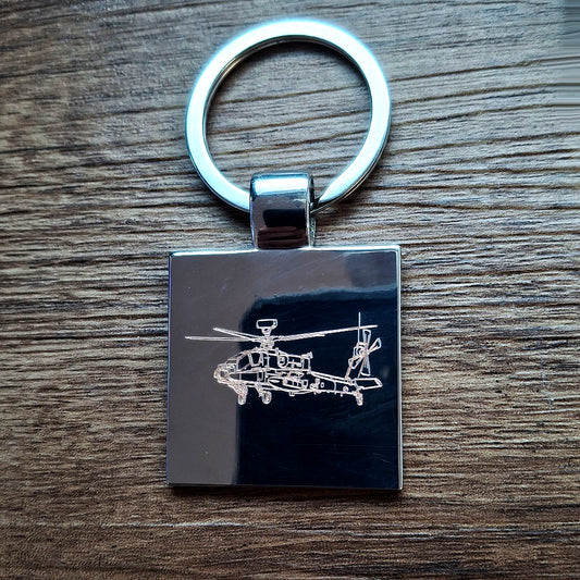 Apache Helicopter Square Keyring | Giftware Engraved