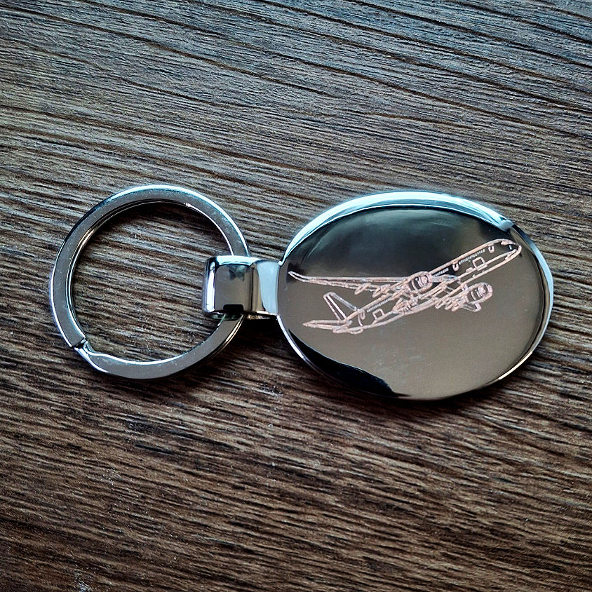 Airbus A350 Engraved on Oval Keyring | Giftware Engraved