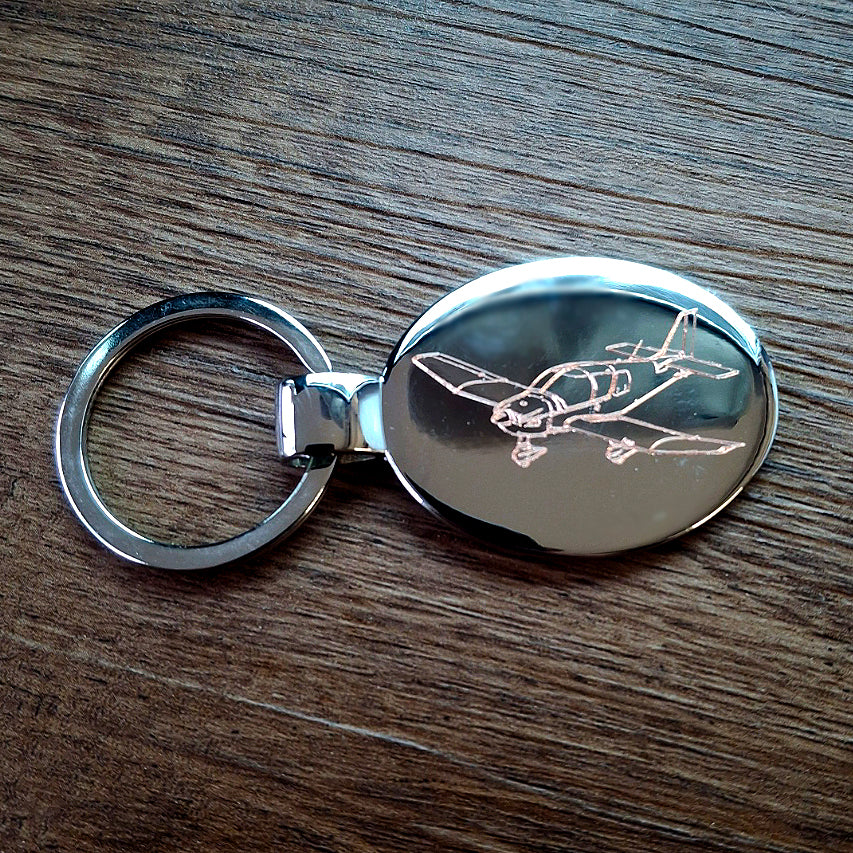 Our Robin DR400 Aircraft artwork engraved on Oval Keyring | Giftware Engraved