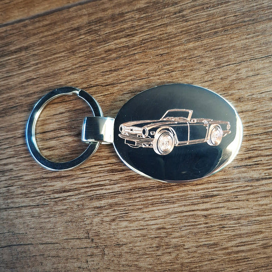 Triumph TR6 Car Oval Keyring | Giftware Engraved