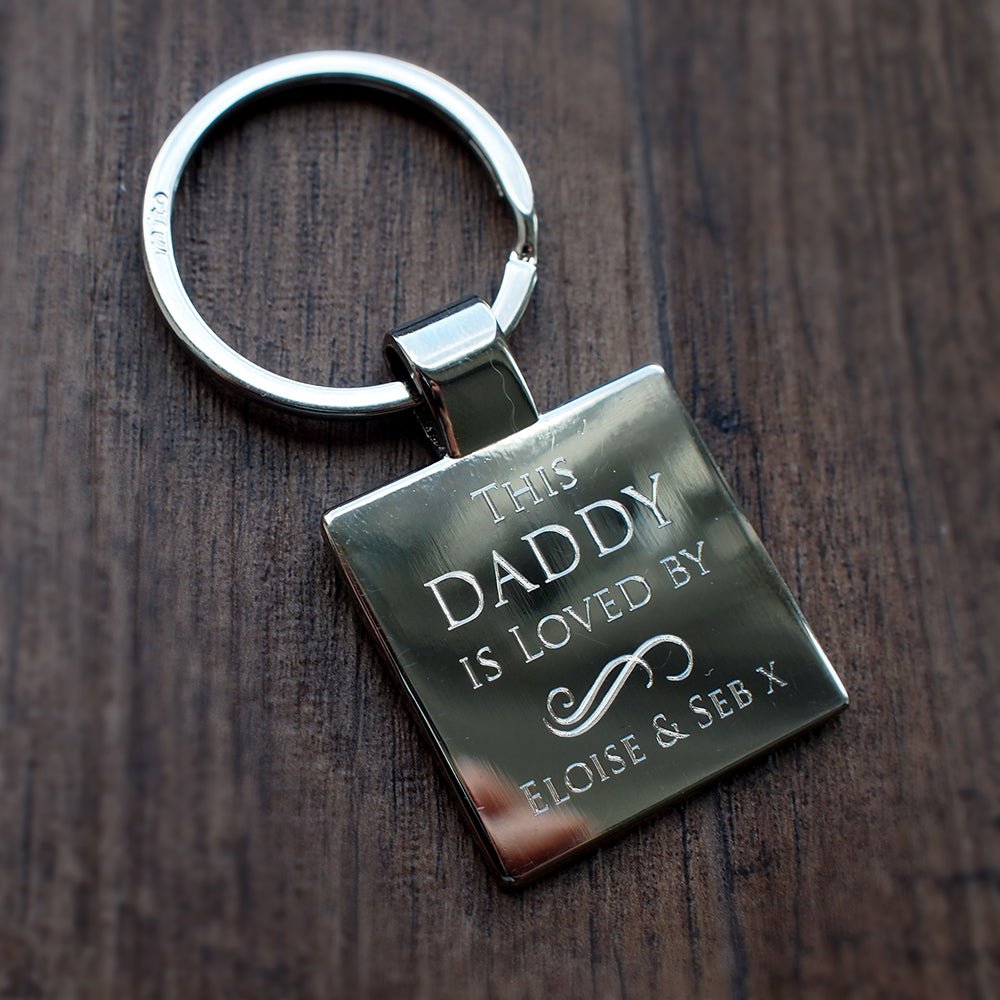 Personalised Silver Plated Square Keyring | Giftware Engraved