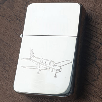 Piper PA28 aircraft engraved on Chrome silver lighter