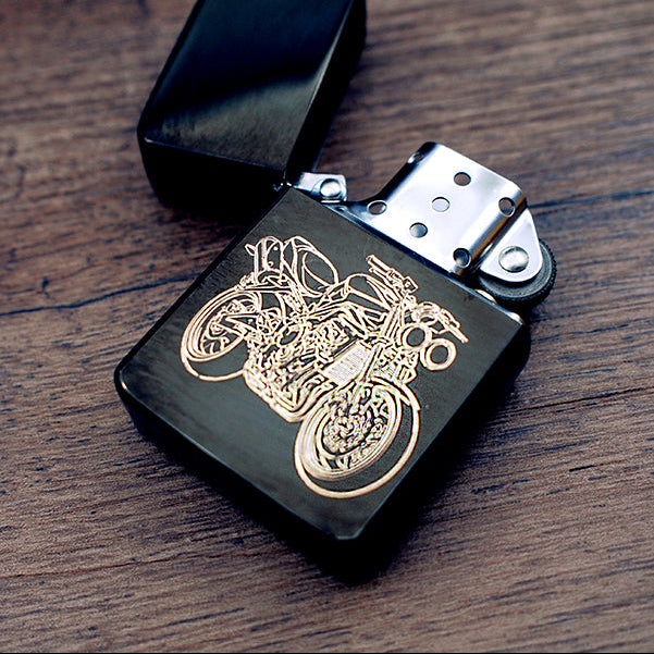 Street Triple Motorcycle deisgn engraved on Black lighter
