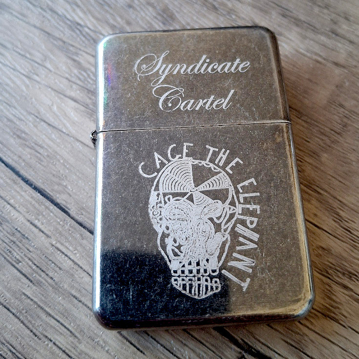Vintage Silver lighter with Logo and personalised text