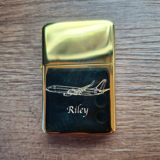 Personalised Gold Boeing 737 Aircraft Lighter | Giftware Engraved