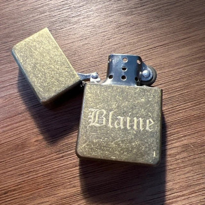 Personalised Vintage Style Gold Brass Lighter | Giftware Engraved