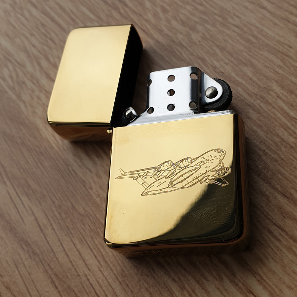 C17 Military Cargo Plane engraved on Brass Fuel Lighter | Giftware Engraved