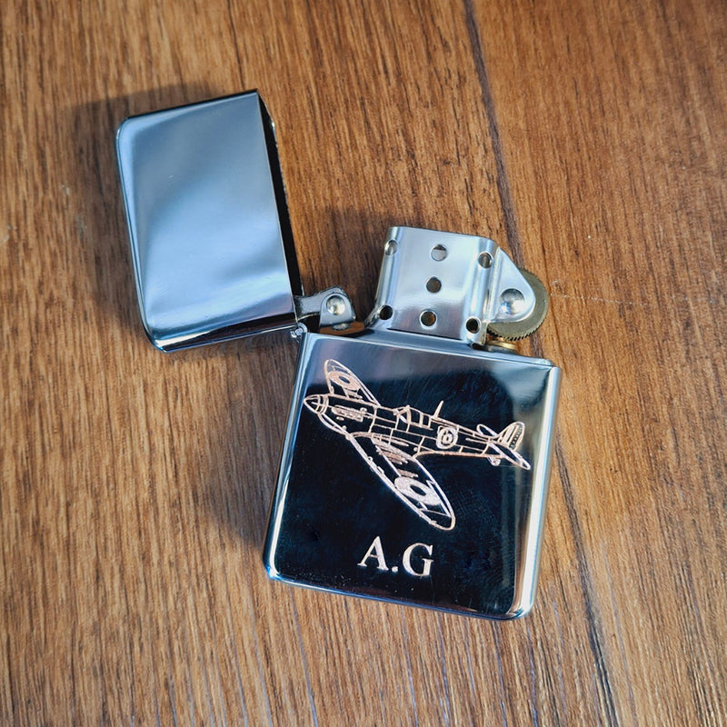 Chrome Engraved Supermarine Spitfire Lighter | Giftware Engraved