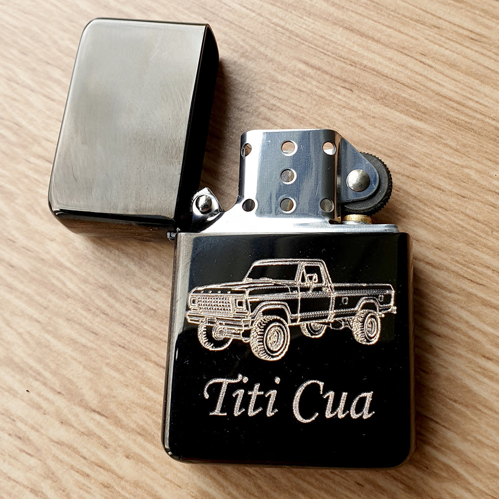 F150 Truck on Black Lighter with Name Engraved Below | Giftware Engraved