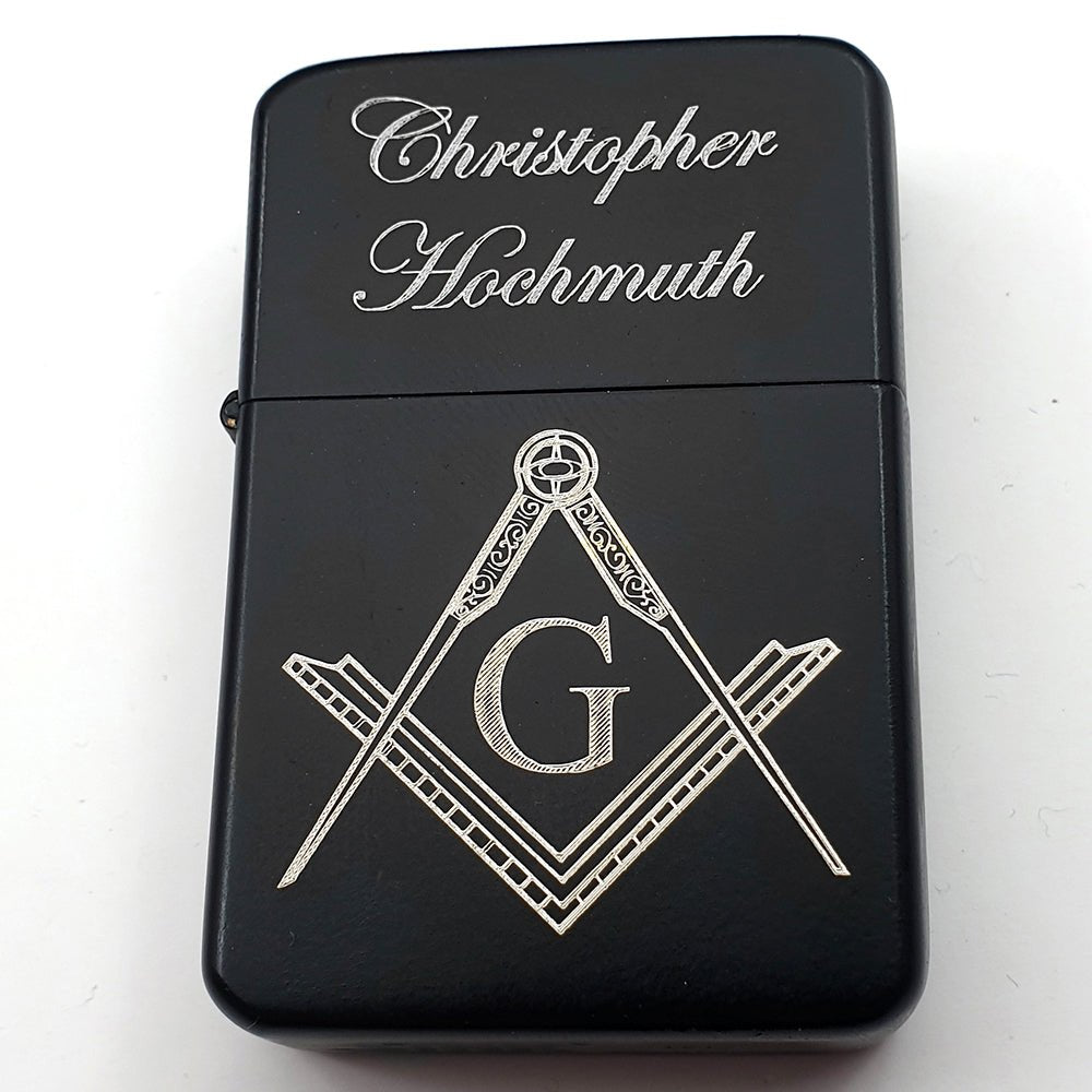 Masonic Compass & Set Square with G Fuel Lighter | Giftware Engraved