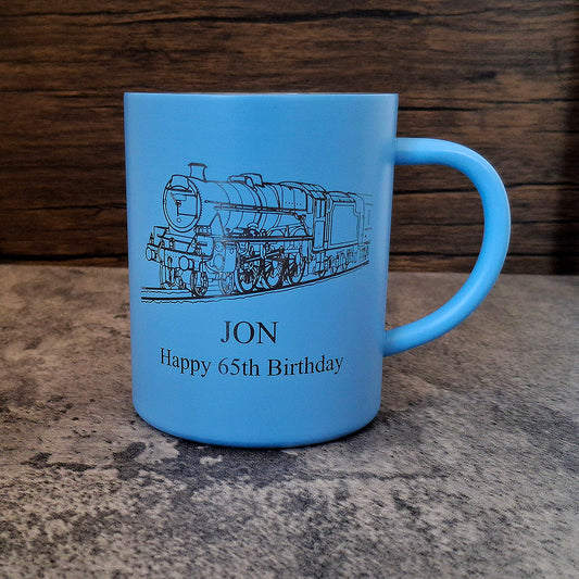 Steam Train Locomotive Metal Tankard Mug