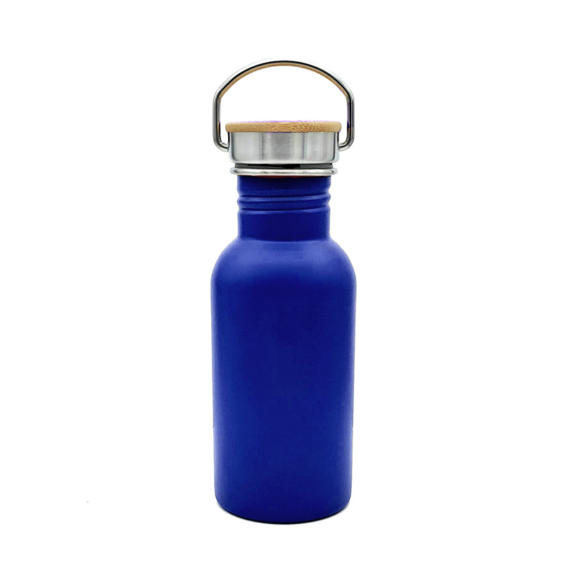 Personalised Blue Travel Bottle with Bamboo Lid and Handle  - 500ml | Giftware Engraved